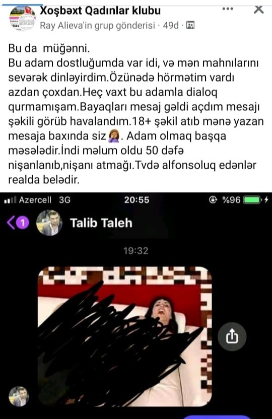 Talıb Tale adı ilə sosial şəbəkədə xanımlara 18+ fotolar göndərib,əxlaqsız təkliflər etdi (FOTO)
