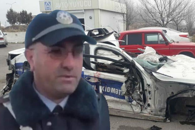 DYP əməkdaşı avtomobili qəza törədib- FOTO