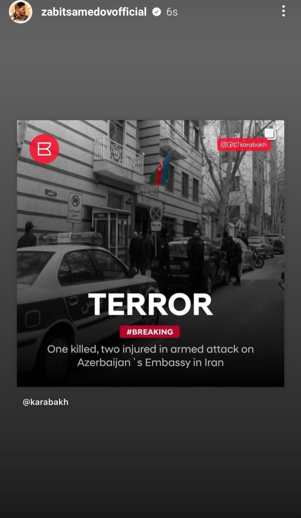 Zabit Səmədov Azərbaycan Səfirliyində baş verən terrorabiganə qalmadı (FOTO)