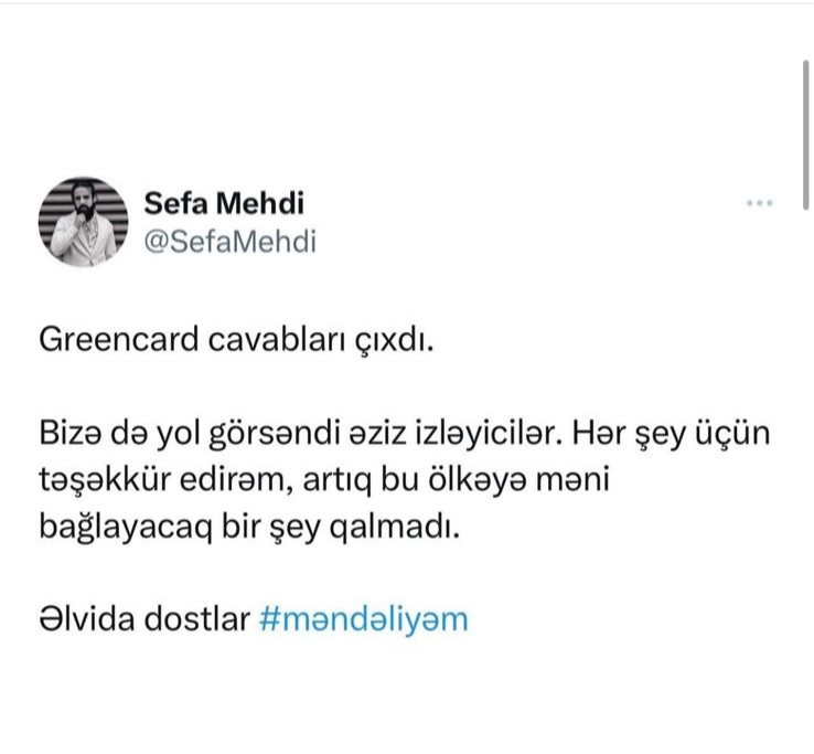 Azərbaycanlı aktyor “Greencard”uddu