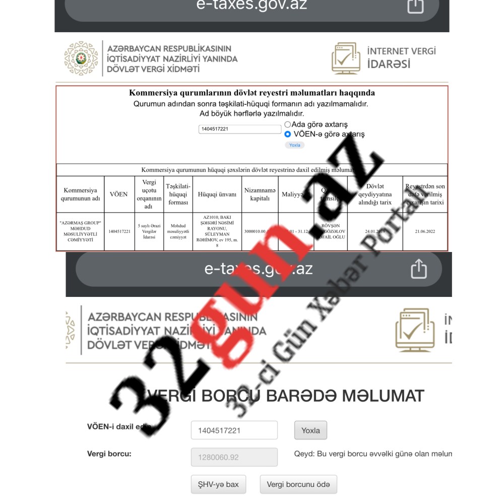 1 milyondan çox vergi borcu olan şirkət15 gündə 4 tender müqaviləsi imzalayıb (SİYAHI + FOTOFAKT)