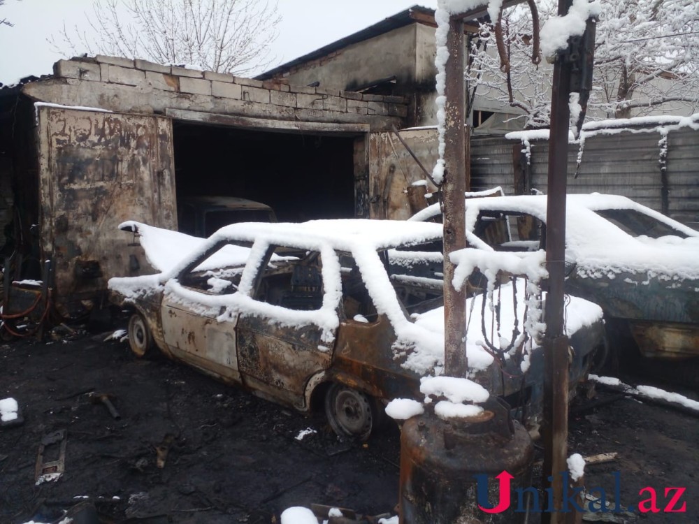 Maşın təmiri sexində yanğın - 3 avtomobil yararsız hala düşdü(FOTOLAR)