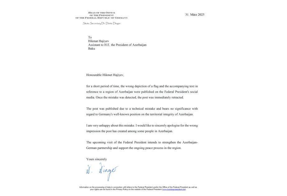 Almaniya Azərbaycandan üzr istədi -FOTO