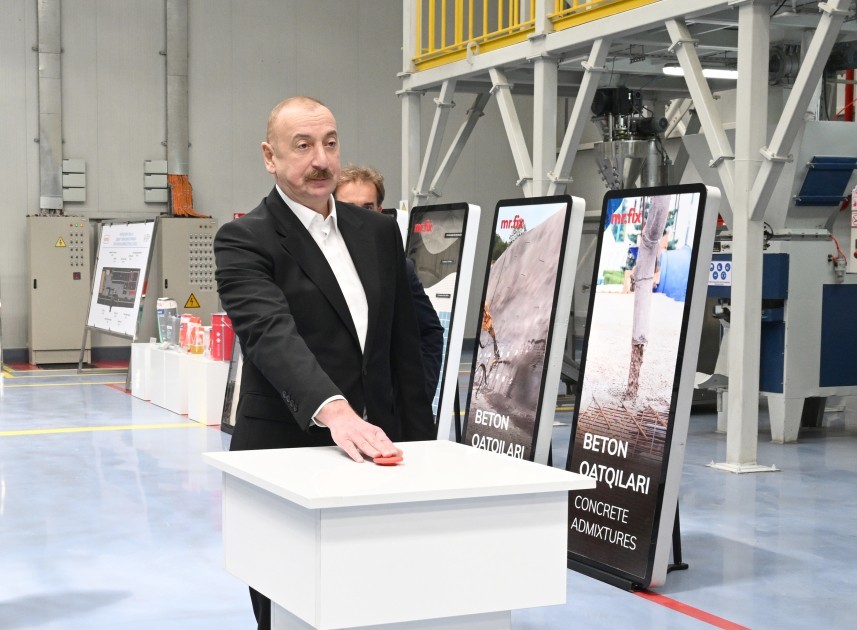 Prezident Sumqayıt Kimya Sənaye Parkında bir sıra müəssisələrin açılışını etdi -FOTOLAR