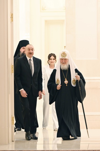 Prezident və xanımı Patriarx Kirill ilə görüşdü -FOTOLAR (YENİLƏNİB)