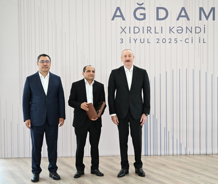 Prezidentlər Ağdamın Xıdırlı kəndinin 1-ci mərhələsinin açılışında -FOTOLAR