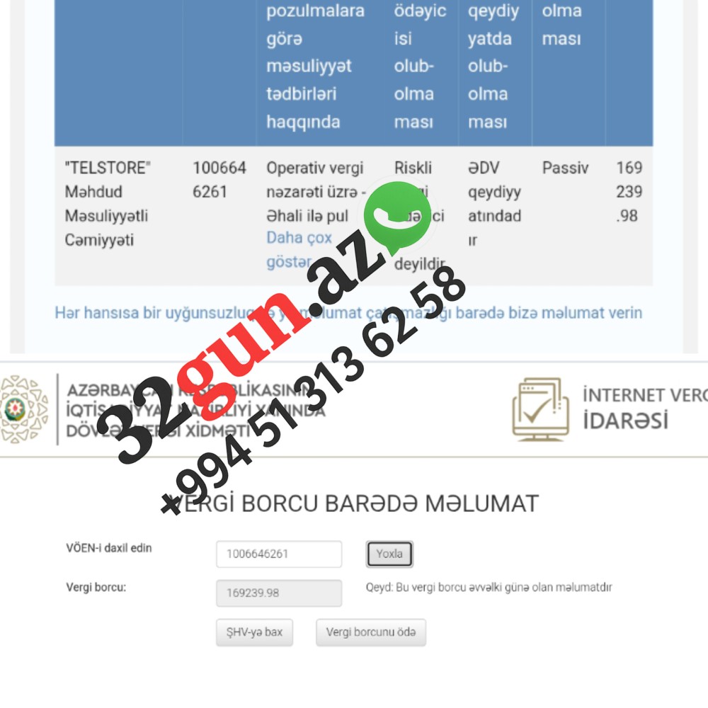 “Telstore” MMC-nin  169 min manata yaxın Vergi borcu üzə çıxıb/ FOTO
