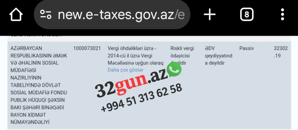 Dövlət Sosial Müdafiə Fondunun Binəqədi nümayəndəliyinin vergi borcu aşkarlanıb