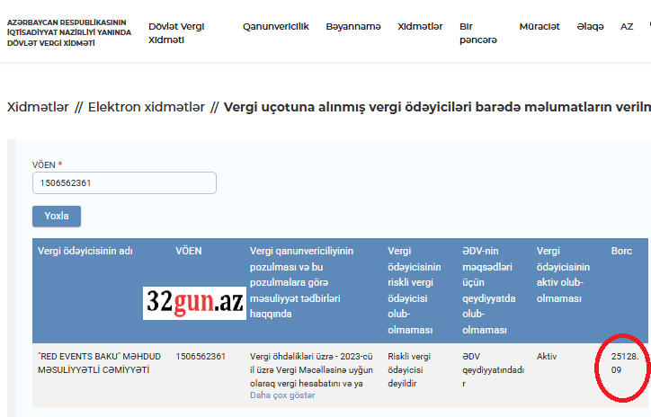 “Red Events Baku” MMC-nin vergi borcu ilə yarandı- FOTO