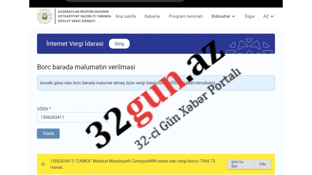 "Zamex Karqo"nun dövlətə vergi borcu üzə çıxıb