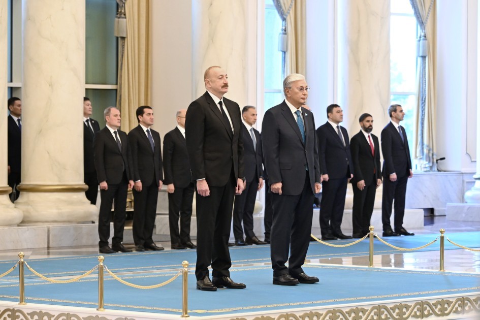 Astanada İlham Əliyevin rəsmi qarşılanma mərasimi oldu -VİDEO (YENİLƏNİB-FOTOLAR)