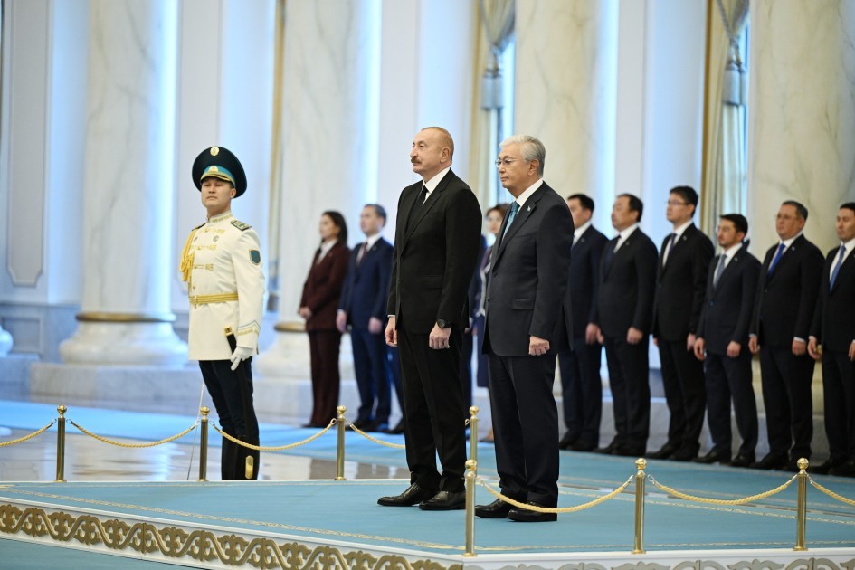 Astanada İlham Əliyevin rəsmi qarşılanma mərasimi oldu -VİDEO (YENİLƏNİB-FOTOLAR)