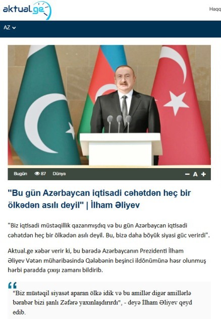 Gürcüstan mətbuatı Azərbaycanın Zəfər bayramındanyazdı - FOTO