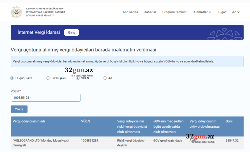 "Meleograno LTD”nin böyük miqdarda vergi borcu üzə çıxdı
