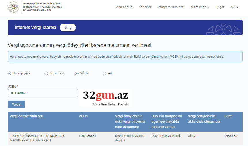 "Tayms Konsaltinq LTD"nin  vergi borcuyarandı